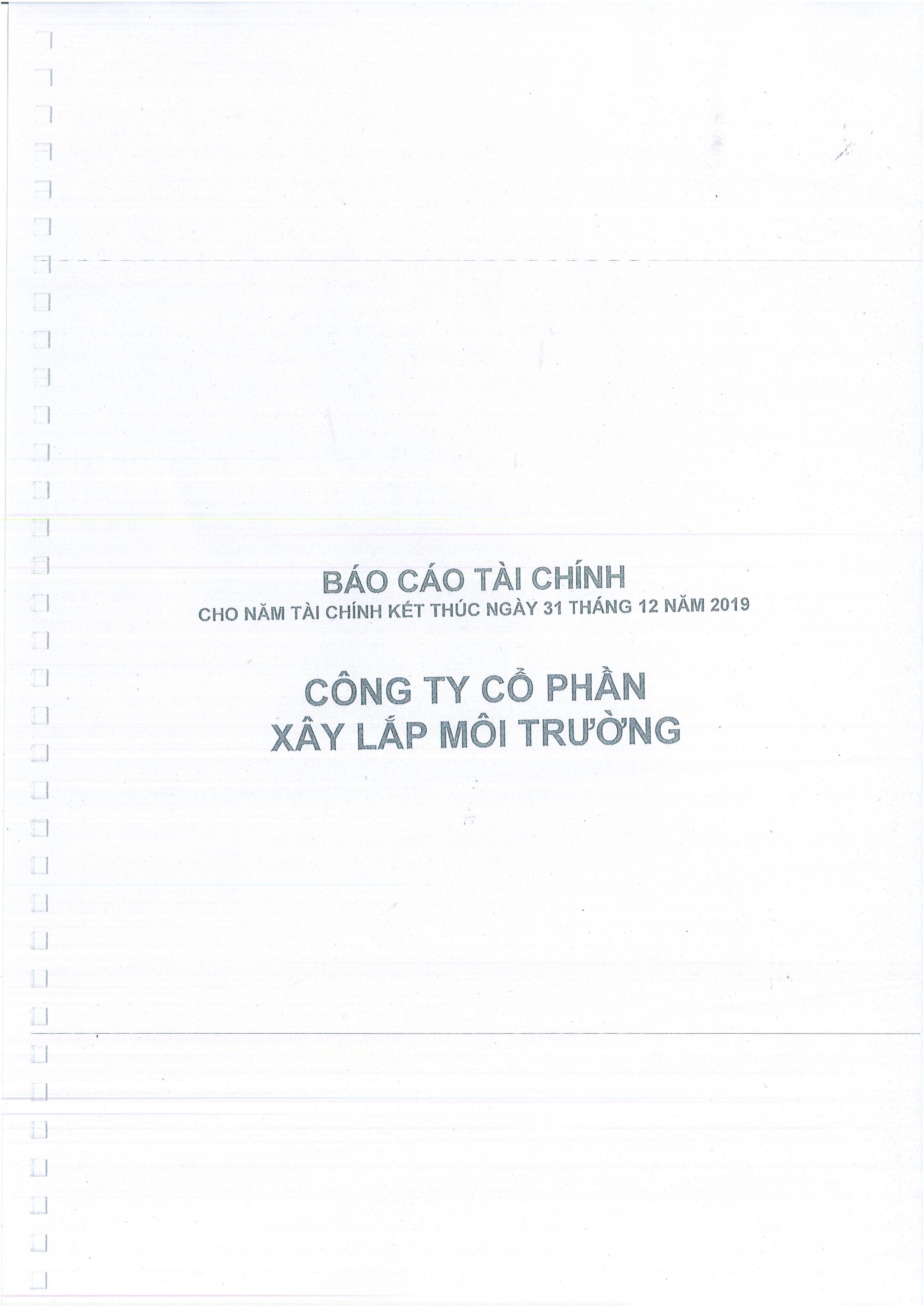 Báo cáo tài chính năm 2019 Công ty Cổ phần Xây lắp Môi trường